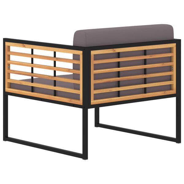 vidaXL Градински столове с възглавници, 2 бр, акация масив, тъмносиви