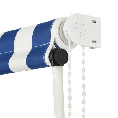 vidaXL Сенник с падащо рамо, 350х150 см, синьо и бяло