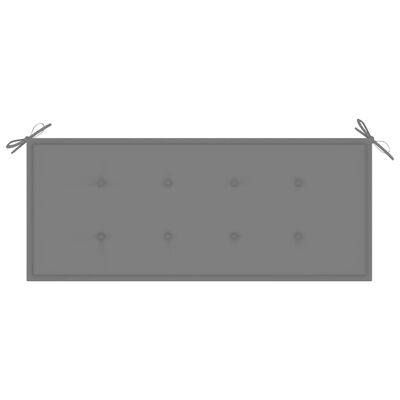 vidaXL Градинска пейка със сива възглавница, 120 см, тик масив