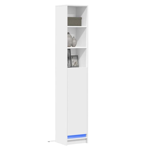 vidaXL Сайдборд с LED, бял, 36x32,5x200 см, инженерно дърво