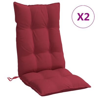 vidaXL Възглавници за столове с облегалка 2 бр виненочервен плат