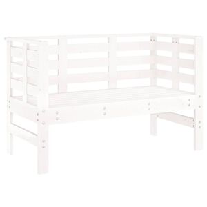 vidaXL Градинска пейка, бяла, 111,5x53x71 см, борово дърво масив