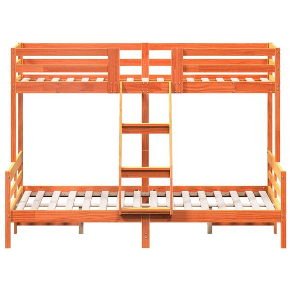 vidaXL Двуетажно легло, 80x200/140x200 см, восъчнокафяво, бор масив