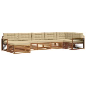 vidaXL Комплект дивани за открито 7 pcs Натурален и Бежов
