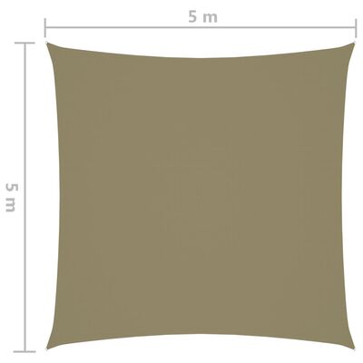 vidaXL Платно-сенник, Оксфорд текстил, квадратно, 5x5 м, бежово
