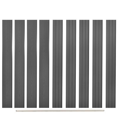 vidaXL Резервни дъски за ограда, 9 бр, WPC, 170 см, сиви
