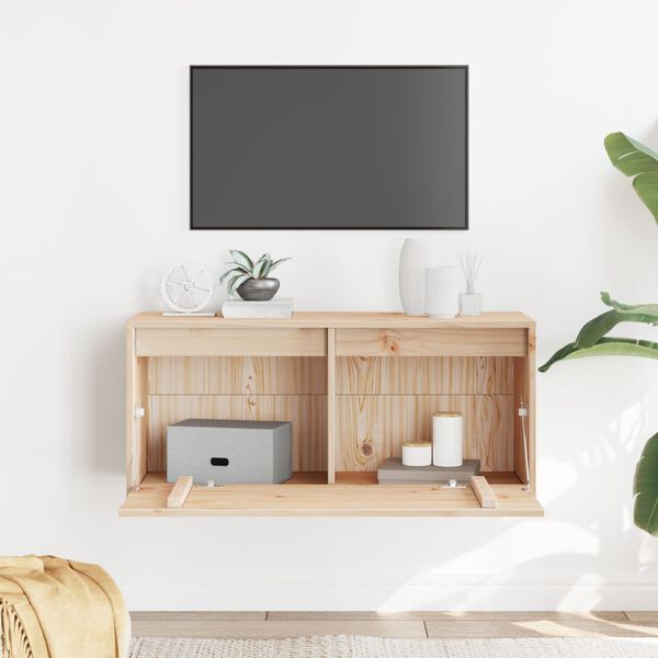 vidaXL Стенен шкаф, 80x30x35 см, борово дърво масив