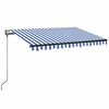 vidaXL Автоматичен сенник LED и сензор за вятър 350x250 см синьо/бяло
