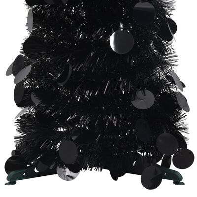 vidaXL Разгъваема изкуствена коледна елха, черна, 150 см, PET