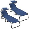 vidaXL Сгъваем шезлонг 2 pcs Синьо 190 x 57 x 81 см оксфорд