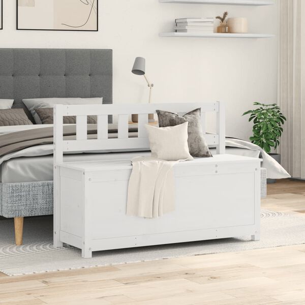 vidaXL Пейка, бяла, 110x41x76,5 см, борово дърво масив