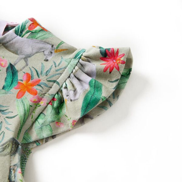 Детска рокля с летящи ръкави светло каки 92