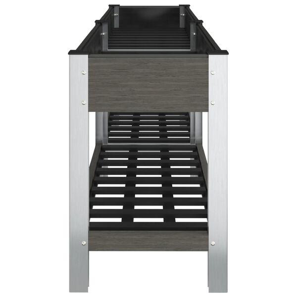 vidaXL Градинска повдигната леха с рафт, сива, 200x50x75 см, WPC