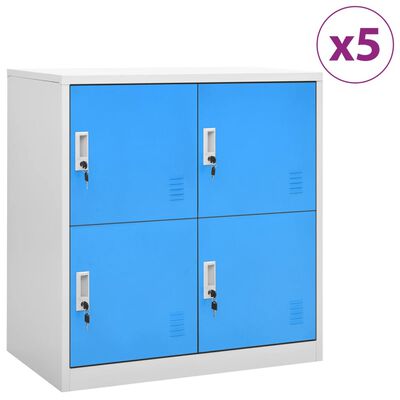 vidaXL Заключващи шкафове 5 бр светлосиво/синьо 90x45x92,5 см стомана