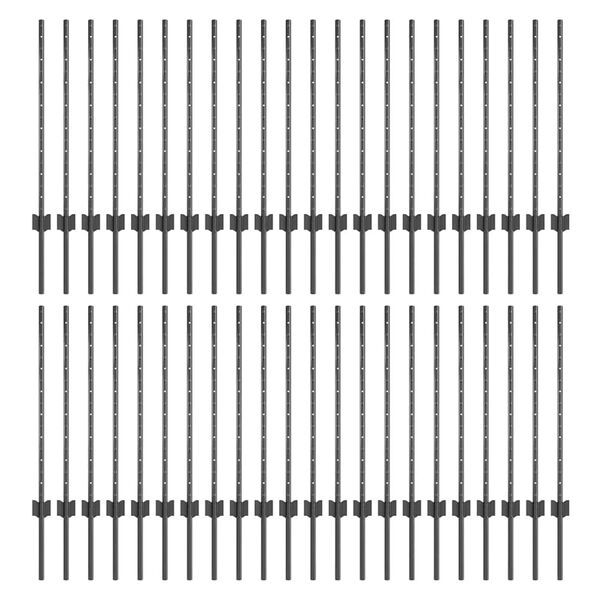 vidaXL Стълб за ограда. 44 pcs Сив 120 cm Стомана