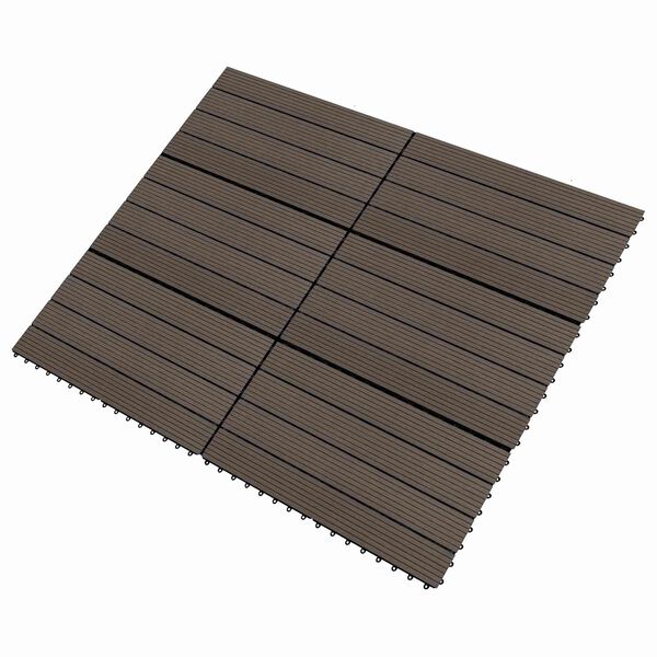 vidaXL Плочка за decking 6 pcs Тъмен кафяв 60 x 30 cm WPC