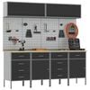 vidaXL Комплект работни шкафове с чекмедже със съхранение 10 pcs Черно