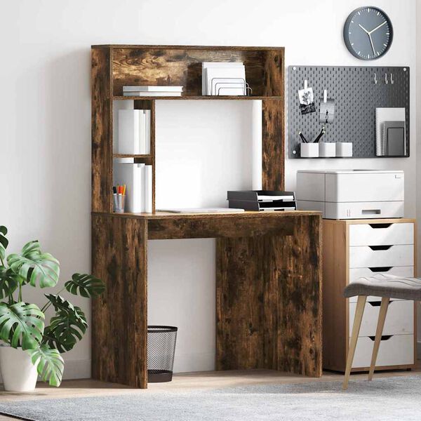 vidaXL Бюро с рафт Димян дъб 91 x 50 x 149 см Инженерно дърво