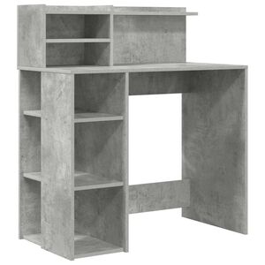 vidaXL Бюро Циментено сиво Инженерна дървесина 90 x 48 x 101,5 см