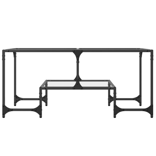 vidaXL Маса за кафе с прозрачен стъклен плот 98,5x50x45 см стомана