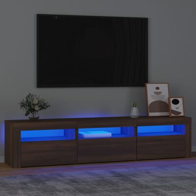 vidaXL ТВ шкаф с LED осветление, кафяв дъб, 180x35x40 см