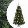 vidaXL Изкуствена коледна елха с топки 120 см 150 LED светодиода