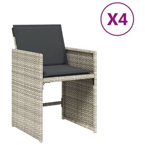vidaXL Градински столове с възглавници, 4 бр, светлосиви, полиратан