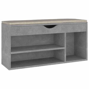 vidaXL Пейка за обувки, бетонно сива, 104x30x49 см, инженерно дърво