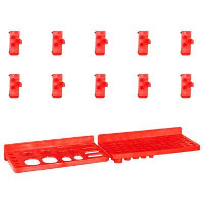 vidaXL Стенен органайзер с 29 бр кутии за инструменти червено и черно