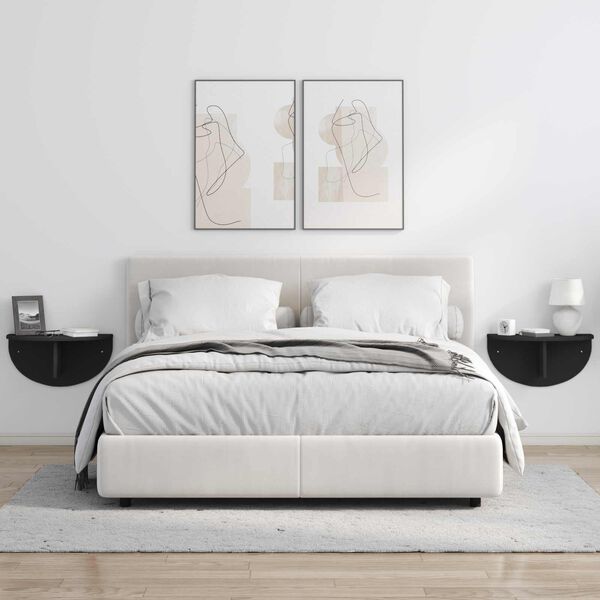 vidaXL Стенен рафт Черно 48 x 24 x 24 см Инженерно дърво