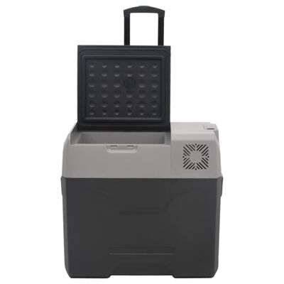 vidaXL Хладилна кутия с колелца и дръжка черно/сиво 50 л полипропилен