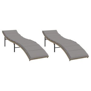 vidaXL Шезлонги, 2 бр, с шалтета, бежови, полиратан