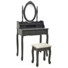 vidaXL Комплект тоалетка с табуретка, сив, 75x69x140 см, пауловния