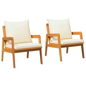 vidaXL Градински стол 2 pcs Натурален маслен Солидно акациево дърво