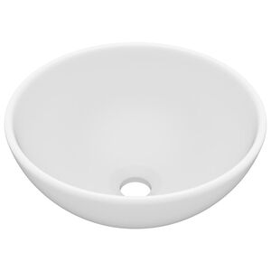 vidaXL Мивка за баня лукс кръгла матово бяла 32,5x14 см керамика