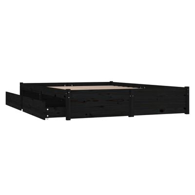 vidaXL Рамка за легло с чекмеджета, черна, 120x200 см