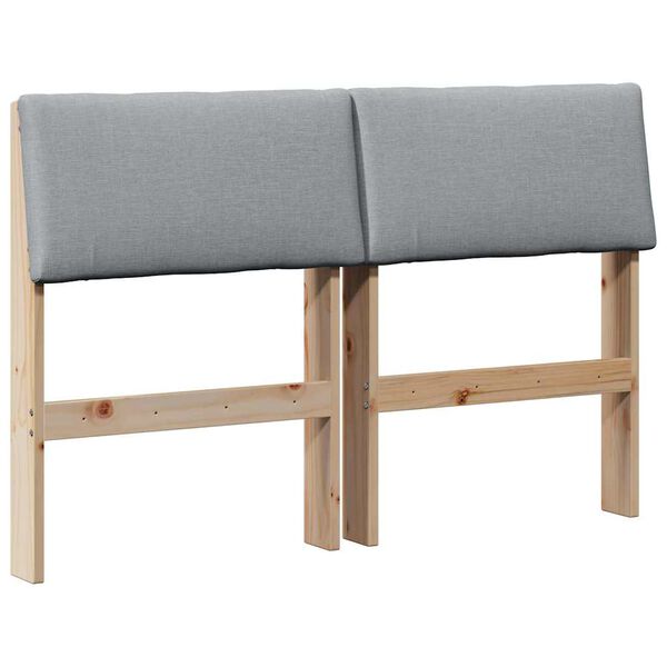 vidaXL Тапицирана табла Светлосиво 120 cm Солидно борово дърво