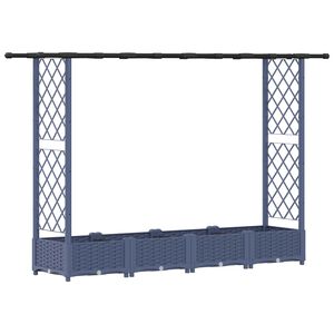 vidaXL Повдигнато легло с решетка и покривка Сиво 203 x 40 x 121 см ПП