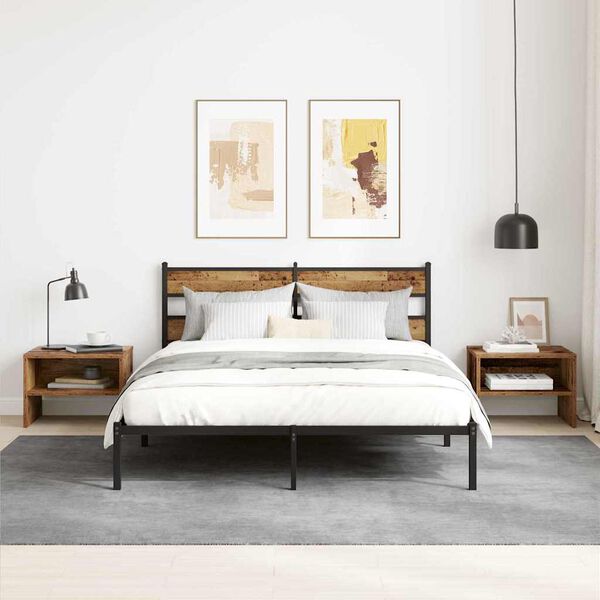 vidaXL Нощен шкаф 2 pcs Старо дърво 40 x 40 x 30 cm Инженерно дърво