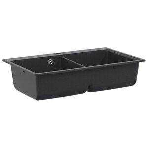 vidaXL Мивка за кухня с двойна чаша Гранит 86 x 51 x 30 см Графит