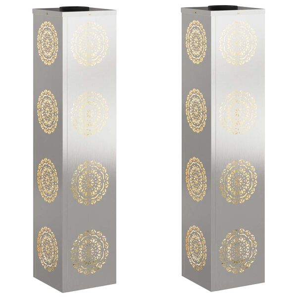 vidaXL Соларна LED светлина за пътека 2 pcs Сребрист