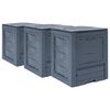 vidaXL Градински компостери, 3 бр, сиви, 60x60x73 см, 780 л