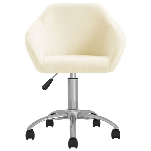 vidaXL Въртящи се трапезни столове, 2 бр, кремави, текстил