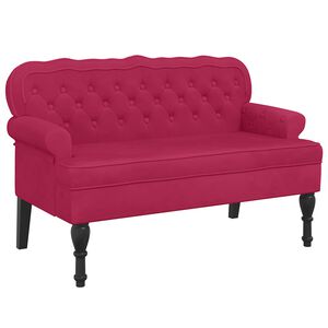 vidaXL Пейка с облегалка, виненочервена, 119,5x64,5x75 см, кадифе