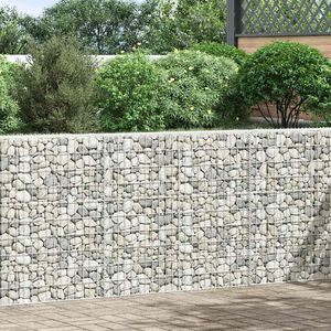 vidaXL Габион повдигната леха трапец поцинкована стомана 150x20x100 см