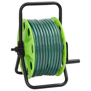 vidaXL Свободностояща макара за маркуч със зелен маркуч 0,5" 20 м PVC