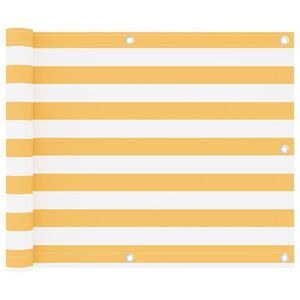 vidaXL Балконски параван, бяло и жълто, 75x600 см, оксфорд плат