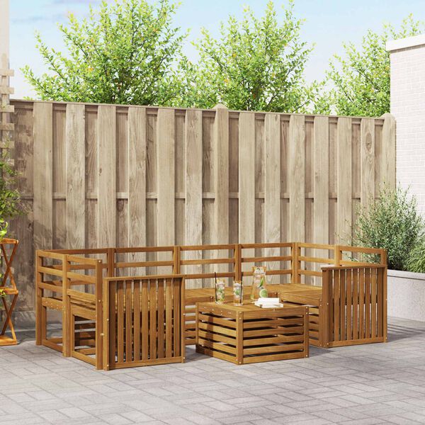 vidaXL Комплекти дивани 7 pcs Естествен Солидно акациево дърво