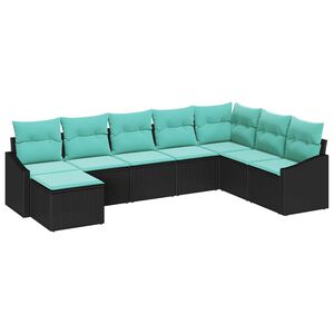 vidaXL Комплект дивани с възглавница 8 pcs Черно полиратан