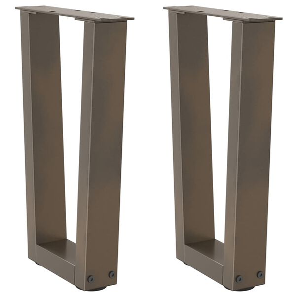 vidaXL Крака за масичка за кафе, V-образна форма, 2 бр., естествена стомана, 28 x (42-43,3) см, стомана